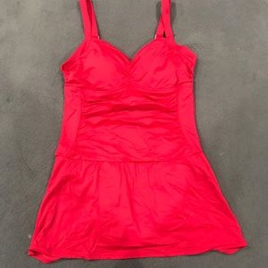 Bright Red Skirted Bathing Suit SZ 14